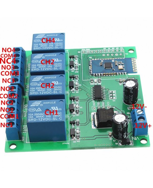 12V 4 Channel Road Bluetooth Control Relay Module